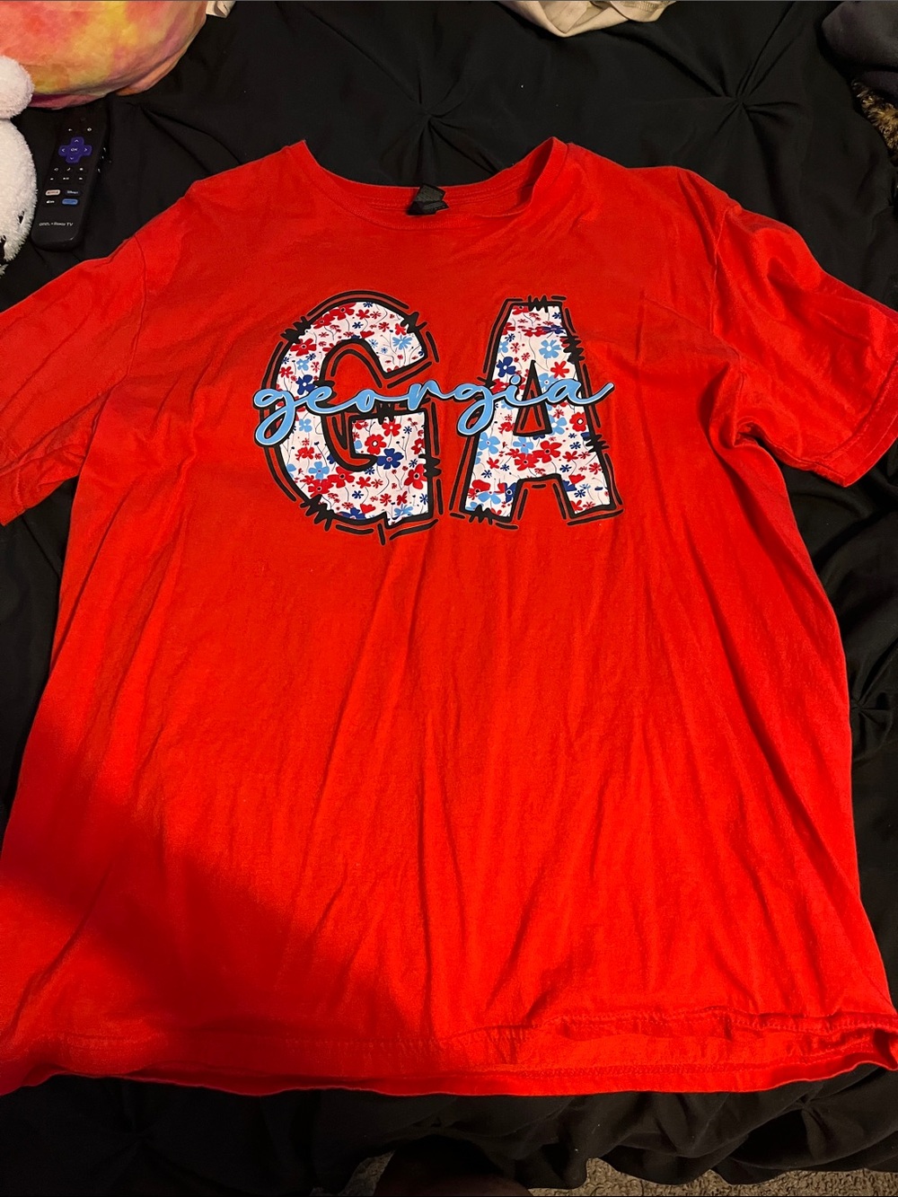 Georgia GA Floral Appliqué Tee - Red